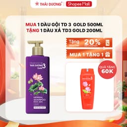 Thumbnail Mua 1 Dầu gội Thái Dương 3 Gold Hoa sen 500ml Tặng Dầu xả Thái Dương 3 hoa Sen 200ml 1