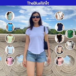 Thumbnail TheBlueTshirt - Áo thun tay ngắn phom ôm vừa vặn, kiểu vạt bầu nữ - 1990s Tshirt 1