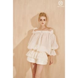 Thumbnail Áo kem organza trễ eo bẹt vai MOLLYNISTA cao cấp thanh lịch quyến rũ 2