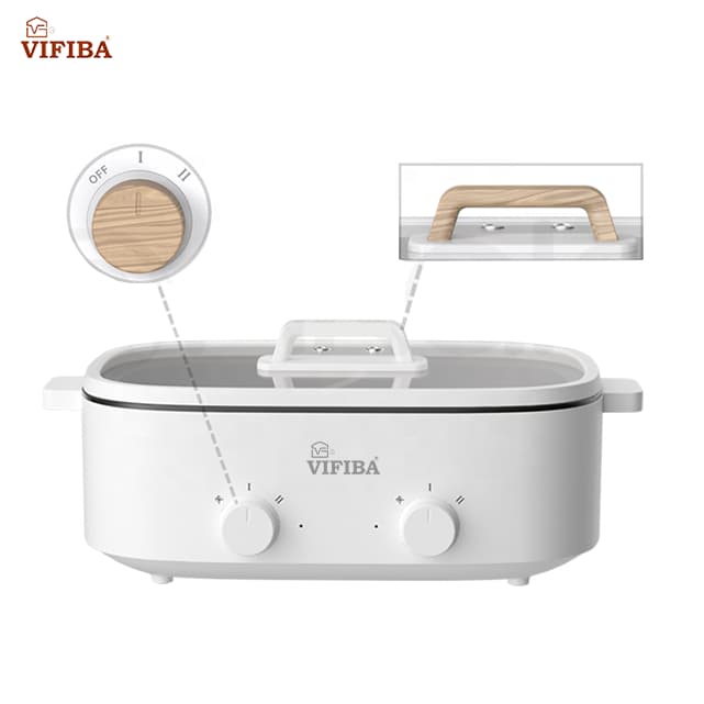 Ảnh Nồi Song lẩu VIFIBA 5.5L - Chống Dính Teflon, Công Suất 1600W, Điều Chỉnh Nhiệt Độ Riêng, An Toàn 3