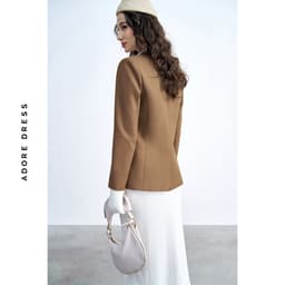 Thumbnail 412BL1018 - Áo blazer dạ camel diễu chỉ ADORE DRESS 4