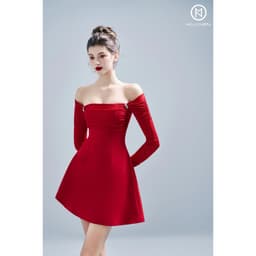 Thumbnail Đầm thiết kế phối thun nhún tay dài MOLLYNISTA quyến rũ thanh lịch nữ tính cao cấp 2