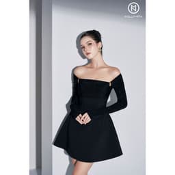 Thumbnail Đầm thiết kế phối thun nhún tay dài MOLLYNISTA quyến rũ thanh lịch nữ tính cao cấp 3