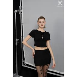 Thumbnail Áo thiết kế babytee 4 nơ nút bạc MOLLYNISTA thanh lịch dễ thương quyến rũ cao cấp 3