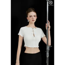 Thumbnail Áo thiết kế babytee 4 nơ nút bạc MOLLYNISTA thanh lịch dễ thương quyến rũ cao cấp 2