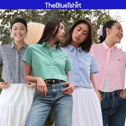 Thumbnail TheBlueTshirt - Áo sơ mi tay ngắn sọc caro phom ngắn cho nữ - BlueMade Boxy Shirt - Women 1