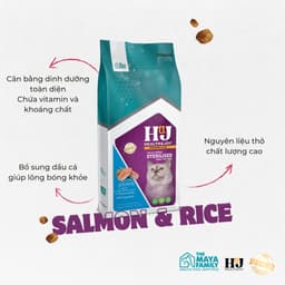 Thumbnail Hạt cho mèo triệt sản HJ PREMIUM SALMON, RICE STERILISED CAT - cá hồi, gà, bò bao 2kg 3