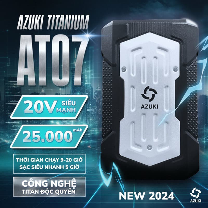 Ảnh Bộ Phụ Kiện AZUKI TITANIUM HOT NHẤT 2025 Dung Lượng Pin 25000mah,Quạt 20V Siêu Đẹp Siêu Bền Bỉ [ BH 12 Tháng ] NIKITO 2