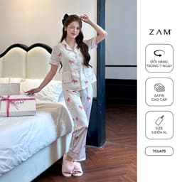 Thumbnail BỘ MẶC NHÀ ZAM - TCLA73 - BỘ NGẮN TAY QUẦN DÀI NGỰA CHẤM BI HỒNG 1