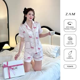 Thumbnail BỘ MẶC NHÀ ZAM - TCDA73 - BỘ NGẮN TAY QUẦN ĐÙI NGỰA CHẤM BI HỒNG 1
