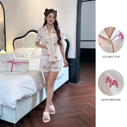 Thumbnail BỘ MẶC NHÀ ZAM - TCDA73 - BỘ NGẮN TAY QUẦN ĐÙI NGỰA CHẤM BI HỒNG 2