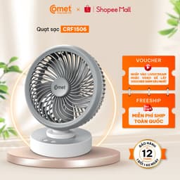 Thumbnail Livestream - CRF1506 Quạt Sạc Tích Điện Để Bàn Đa Năng COMET  7W, 4 Cấp Độ Gió, Xoay 90 Độ, Để Bàn Văn Phòng 1