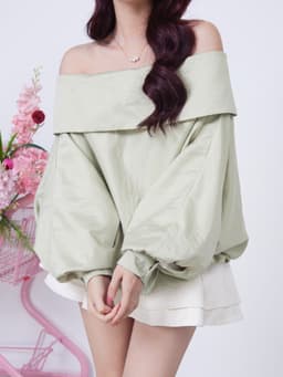 Thumbnail Áo Kiểu Tay Phồng Trễ Vai Trơn Form Babydoll - SULLY TOP - GOÛT DE JUN 2