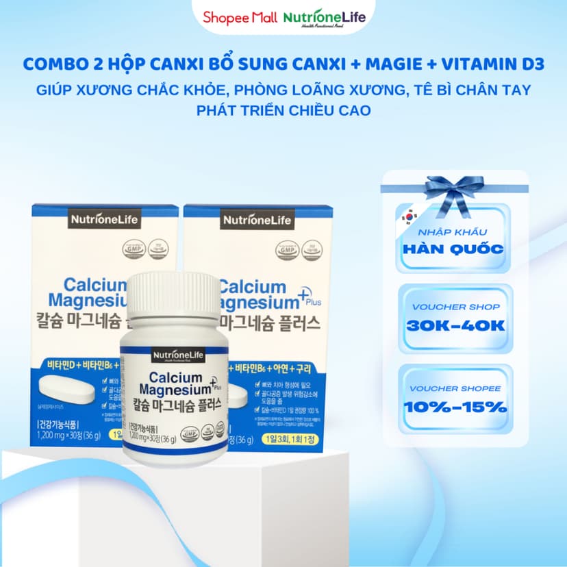 Ảnh COMBO 2 Hộp NUTRIONELIFE Calcium Magnesium Plus Giúp Xương Chắc Khỏe, Cải Thiện Chiều Cao, Phòng Loãng Xương 30 Viên/Hộp 1