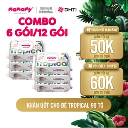 Thumbnail Khăn ướt cao cấp cho bé Mamamy Tropical gói 90 tờ 100% sợi tự nhiên và rayon ngừa hăm, mềm dai sạch cực 2