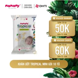 Thumbnail Khăn ướt Mamamy Tropical cho mẹ và bé gói 10 tờ tinh dầu cúc vạn thọ, nhỏ gọn, bỏ túi tiện lợi 1