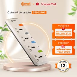 Thumbnail Ổ Cắm Điện Nối Dài Comet CESG2403 2500W Dây Dài 3m,4 Lỗ 3 Chấu,4 Công Tắc, Có Nắp Lỗ Cắm  An Toàn 1