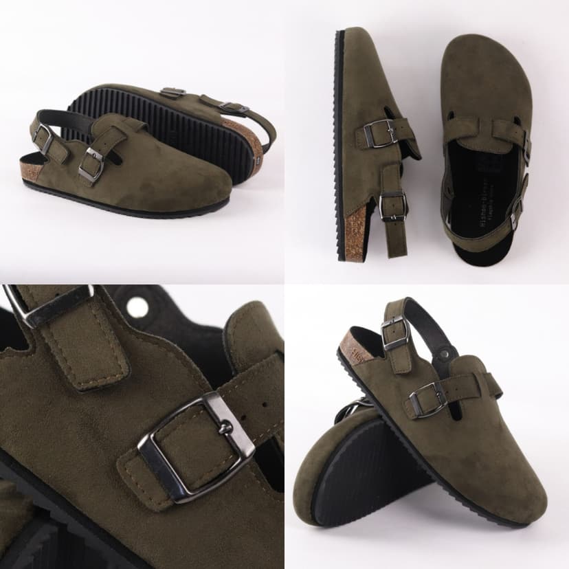 Ảnh Dép đế trấu sục Sandal Boston nam nữ unisex quai ngang đi học công sở bigsize chính hãng Hishoo VNXK  R111 1