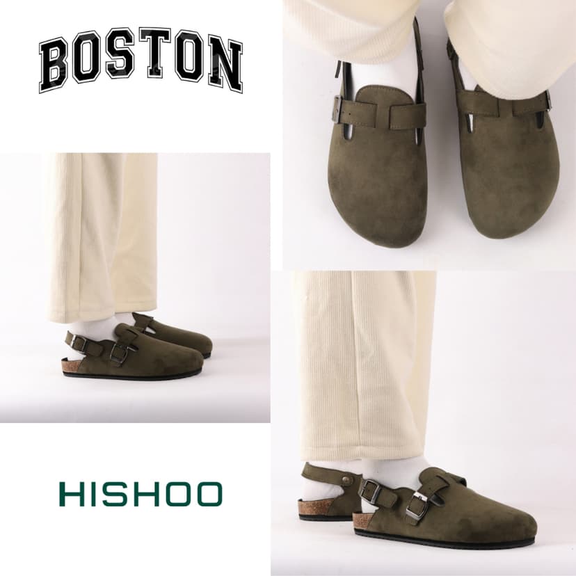 Ảnh Dép đế trấu sục Sandal Boston nam nữ unisex quai ngang đi học công sở bigsize chính hãng Hishoo VNXK  R111 2