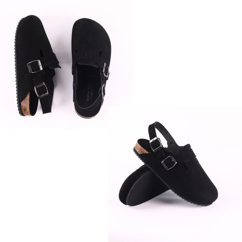 Ảnh Dép đế trấu sục Sandal Boston nam nữ unisex quai ngang đi học công sở bigsize chính hãng Hishoo VNXK  R111 3
