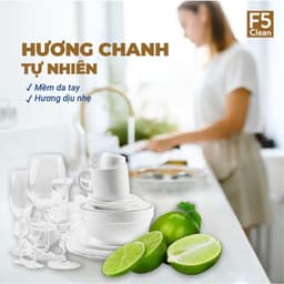 Thumbnail Nước rửa chén bát F5 Clean 3,8kg hương chanh, mềm mại với da tay, gốc thực vật, thiên nhiên 4