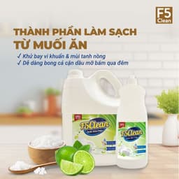 Thumbnail Nước rửa chén bát F5 Clean 3,8kg hương chanh, mềm mại với da tay, gốc thực vật, thiên nhiên 2