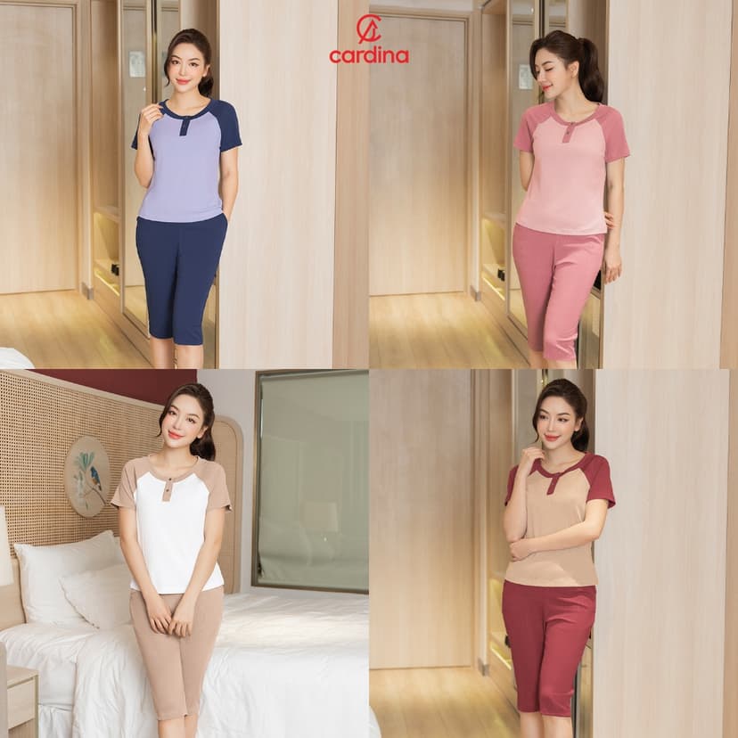 Ảnh Bộ tăm lạnh nữ CARDINA thiết kế cổ trụ quần lửng chất liệu cao cấp co dãn thoải mái phù hợp với nhiều độ tuổi 5BFL01 4