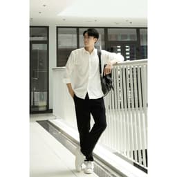 Thumbnail Áo sơ mi nam GẤU 194 cổ thuyền tay dài vải lụa coton mềm, thoáng mát, ít nhăn - form regular fit - Trơn Cổ Bẻ 01 1