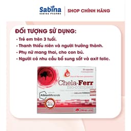 Thumbnail 2H sắt Chela-Ferr Bio Complex. Thực phẩm bảo vệ sức khoẻ cho người thiếu máu thiếu sắt. 1hộp 30 viên 14mg Fe. Olimp Labs 3