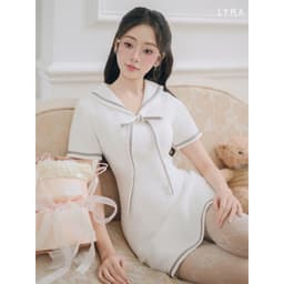 Thumbnail LYRA DESIGN - Váy Đầm Nữ Ngắn Tay Thiết Kế LYRA Cổ Thuyền Gắn Nơ Style Hàn Quốc Thanh Lịch Nữ Tính - LWNVD032 4