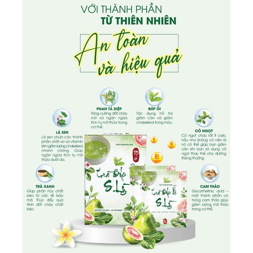 Ảnh Trà Búp Ổi S.Lỳ TM PHARMA giúp tăng cường chuyển hóa chất béo hỗ trợ giảm cân giảm mỡ an toàn hiệu quả 4