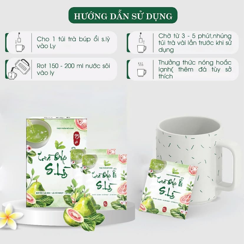 Ảnh Trà Búp Ổi S.Lỳ TM PHARMA giúp tăng cường chuyển hóa chất béo hỗ trợ giảm cân giảm mỡ an toàn hiệu quả 2