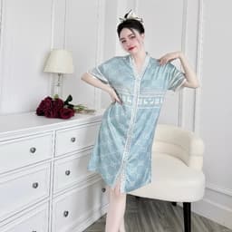 Thumbnail Đầm ngủ sơ mi Hisexy cổ chữ y Pijama sơ mi form suông Lụa Latin Cao cấp SM24 2