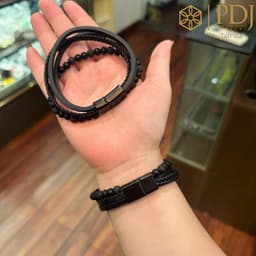 Thumbnail Vòng Tay Đá Núi Lửa Dây Da Obisidian PDJ - Trang sức phong thủy may mắn 3