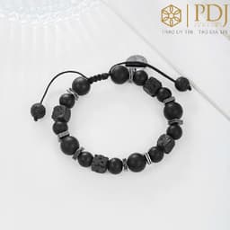 Thumbnail Vòng Tay Đá Núi Lửa Obisidian Tết Dây Unisex PDJ - Trang sức phong thủy may mắn 2