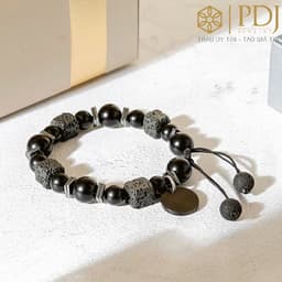 Thumbnail Vòng Tay Đá Núi Lửa Obisidian Tết Dây Unisex PDJ - Trang sức phong thủy may mắn 1
