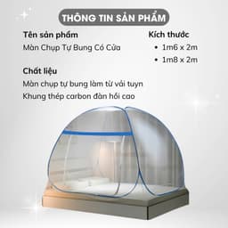 Thumbnail Mùng Màn Chụp Tự Bung Có Cửa Cao Cấp Mùng Chụp Gấp Gọn Tiện Dụng Chống Muỗi Tốt Màn Chụp To Cho Gia đình 1m6x2m/1m8x2m 2