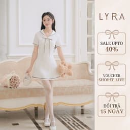 Thumbnail LYRA DESIGN - Váy Đầm Nữ Ngắn Tay Thiết Kế LYRA Cổ Thuyền Gắn Nơ Style Hàn Quốc Thanh Lịch Nữ Tính - LWNVD032 1