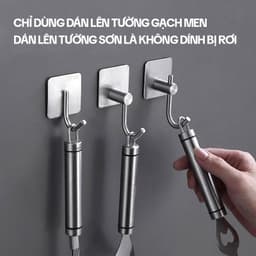 Thumbnail Móc Treo Tường Inox 304 KITIMOP OVAL - Móc Treo Cây lau Nhà, Móc Dán Tường Siêu Chắc 1