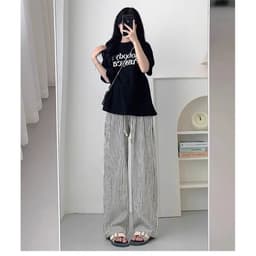 Thumbnail Quần Kẻ Sọc Dài Nữ Bigsize Dáng Suông Dài Cạp Cao Lưng Chun Thoải Mái Cho Nàng Chubby Q534 1