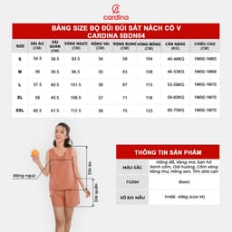 Thumbnail Đồ bộ nữ CARDINA chất đũi bamboo xước cao cấp áo sát nách cổ V quần đùi 3DF02 5BDN04 3