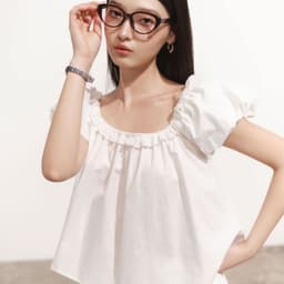 Thumbnail DOTTIE - Áo tay phồng phối đăng ten - Trắng - T1070 3