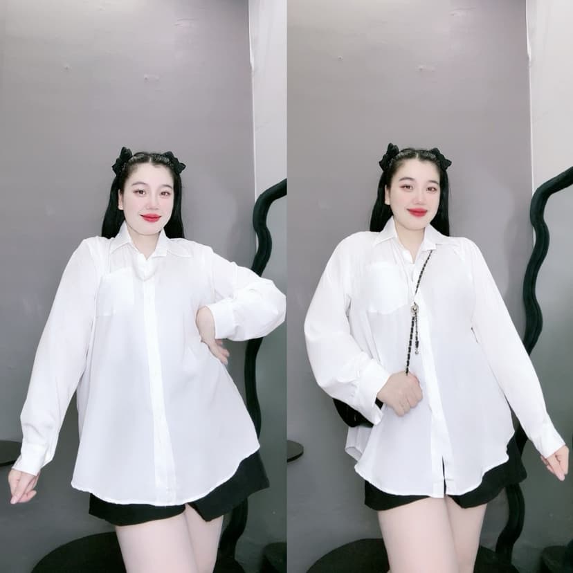 Ảnh Tổng Hợp Sơ Mi Trắng Bigsize Nữ Somi Công Sở Form Rộng Basic Vải Mềm Mịn Cho Nữ Chubby 59-95kg 1