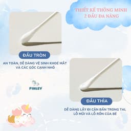 Thumbnail Hộp 200 tăm bông ráy tai 2 đầu kháng khuẩn cho bé Finley FL0162 3