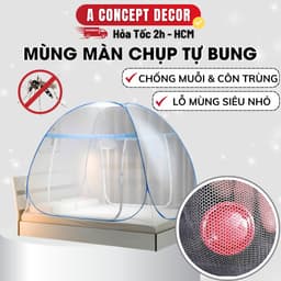Thumbnail Mùng Màn Chụp Tự Bung Có Cửa Cao Cấp Mùng Chụp Gấp Gọn Tiện Dụng Chống Muỗi Tốt Màn Chụp To Cho Gia đình 1m6x2m/1m8x2m 1