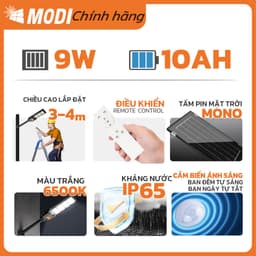 Thumbnail Đèn Năng Lượng Mặt Trời MODI SOLAR SLT27 120W 240W, Điều Khiển Từ Xa, Chiếu Sáng Cả Đêm 2