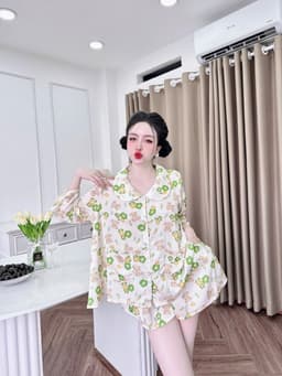 Thumbnail Đồ Ngủ Pijama Bigsize Nữ SOJUN Bộ Đùi Cổ Sen Thiết kế Lụa Latin Cao Cấp 45-75kg 3