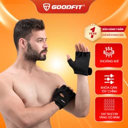 Thumbnail Găng tay hở ngón, bao tay tập gym nam nữ GoodFit GF202G đệm silicone chống trượt, vải đục lỗ thoáng khí 1