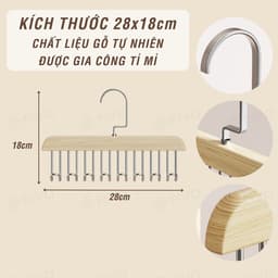 Thumbnail Móc Treo Quần Áo 8 Nhánh Gỗ Tự Nhiên FIVO FM01, Treo Đồ Lót, Cà Vạt, Thắt Lưng Gọn Gàng, Móc Xoay 360 Độ Chắc Chắn 4