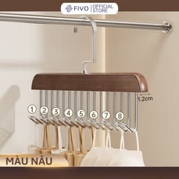Thumbnail Móc Treo Quần Áo 8 Nhánh Gỗ Tự Nhiên FIVO FM01, Treo Đồ Lót, Cà Vạt, Thắt Lưng Gọn Gàng, Móc Xoay 360 Độ Chắc Chắn 3